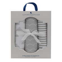 Load image into Gallery viewer, Misty Grey Muslin Wraps - 3 Pack
