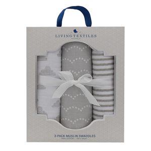 Misty Grey Muslin Wraps - 3 Pack