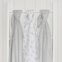 Load image into Gallery viewer, Misty Grey Muslin Wraps - 3 Pack
